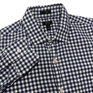 J Crew Ludlow Mens Size M Button Down Dress Shirt Gingham Navy White Preppy‎